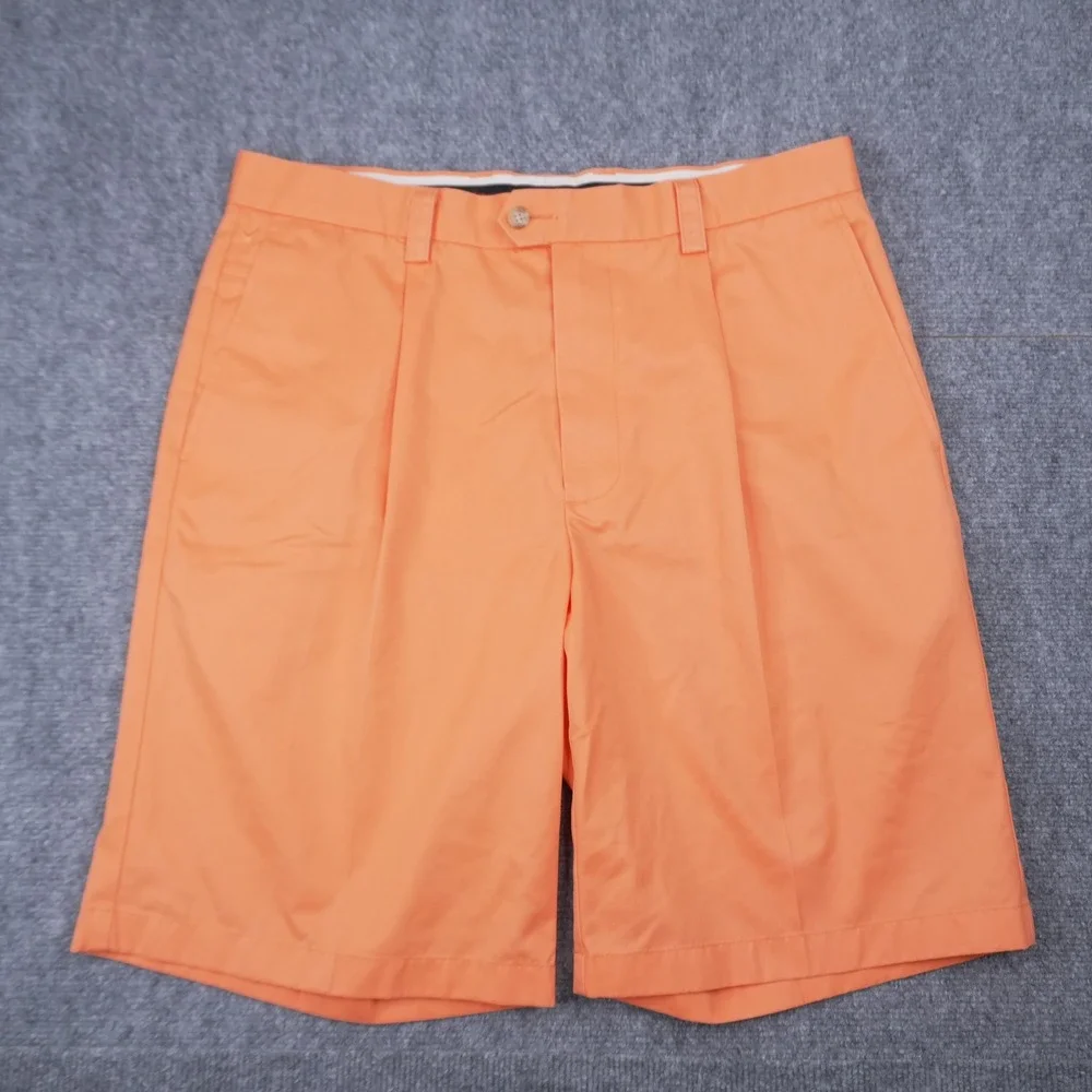 Callaway Golf Shorts Mens 34 Orange Pleated Cotton Solid Casual Sporty